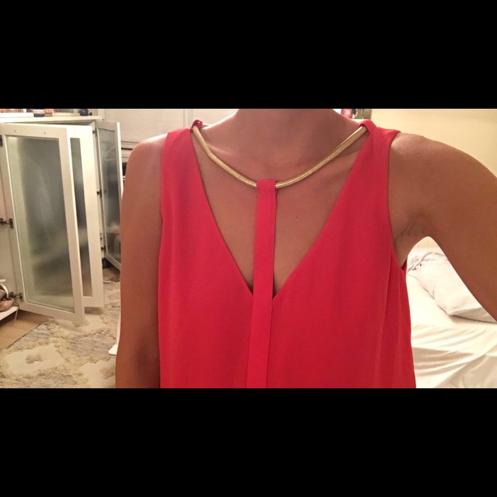 Red Blouse with Gold Collar